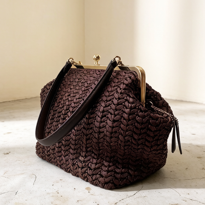 Luxury Bags On Sale - حقائب شاطئ من القش بإطار قفل